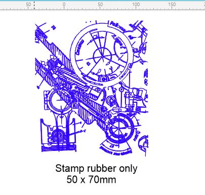 Vintage technical drawing stamp  50 x 60 mm